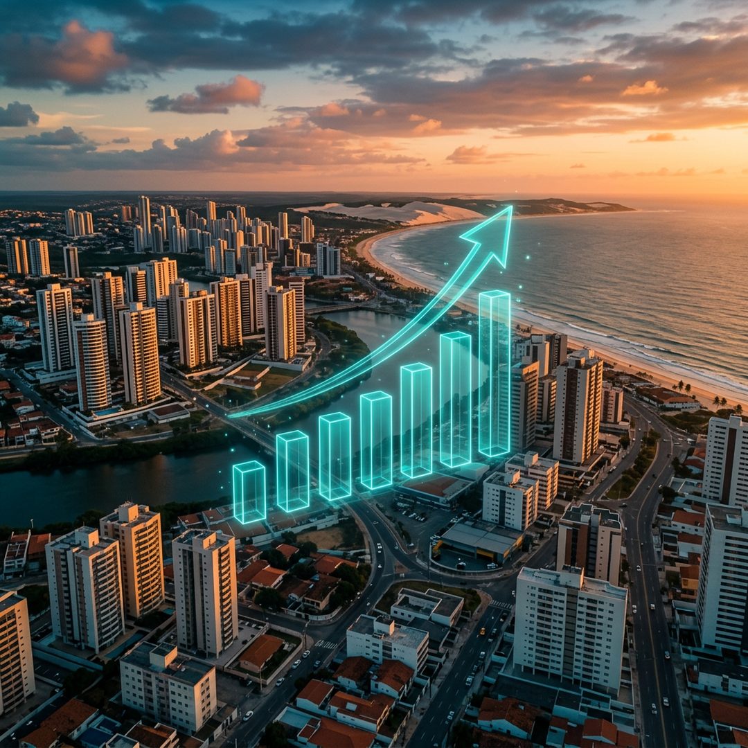 Gráfico de valorização por bairro em Natal mostrando Barro Vermelho liderando o ranking do FipeZAP em 2026