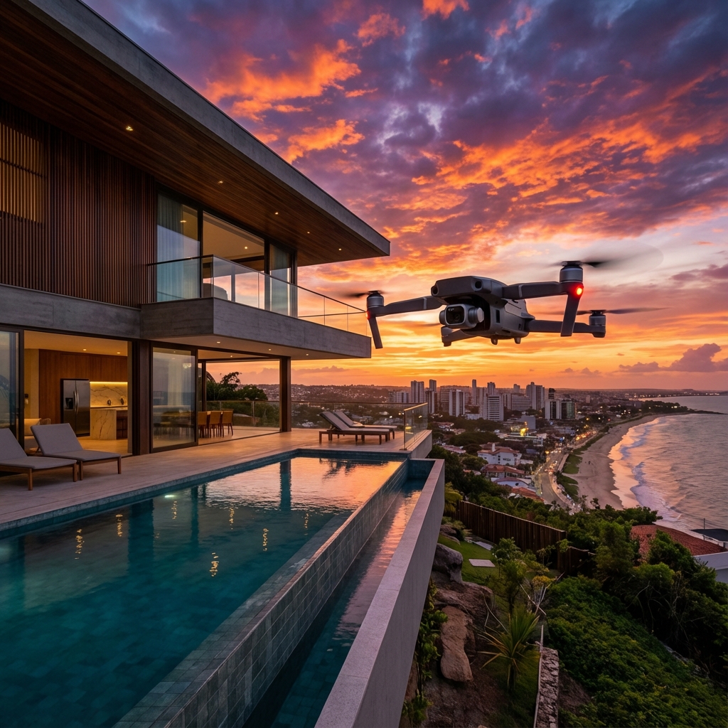 Produção de vídeo imobiliário profissional acelerando a decisão de compra